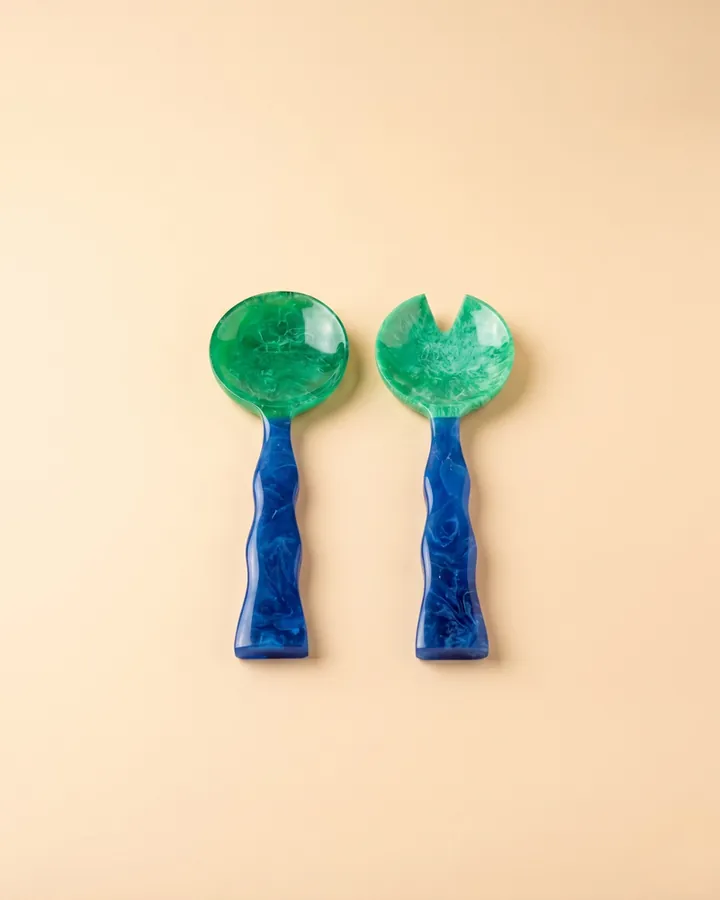 Blue & Green Wavy Salad Server