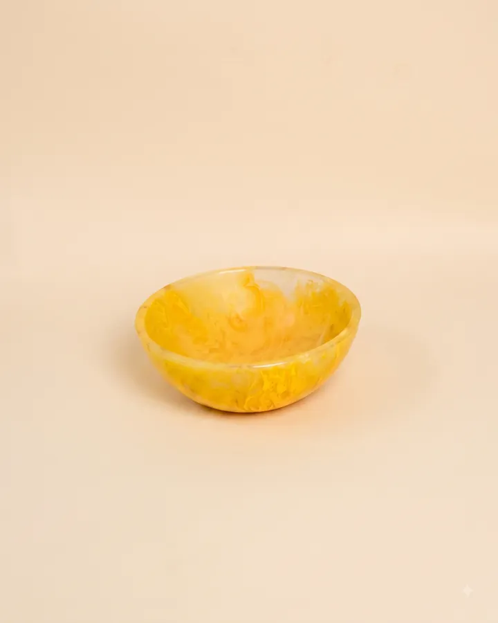 Golden Amber Swirl Resin Round Bowl