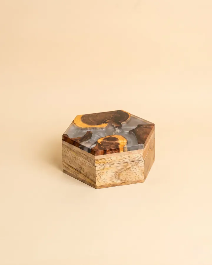 Hexagon Wood & Resin Box