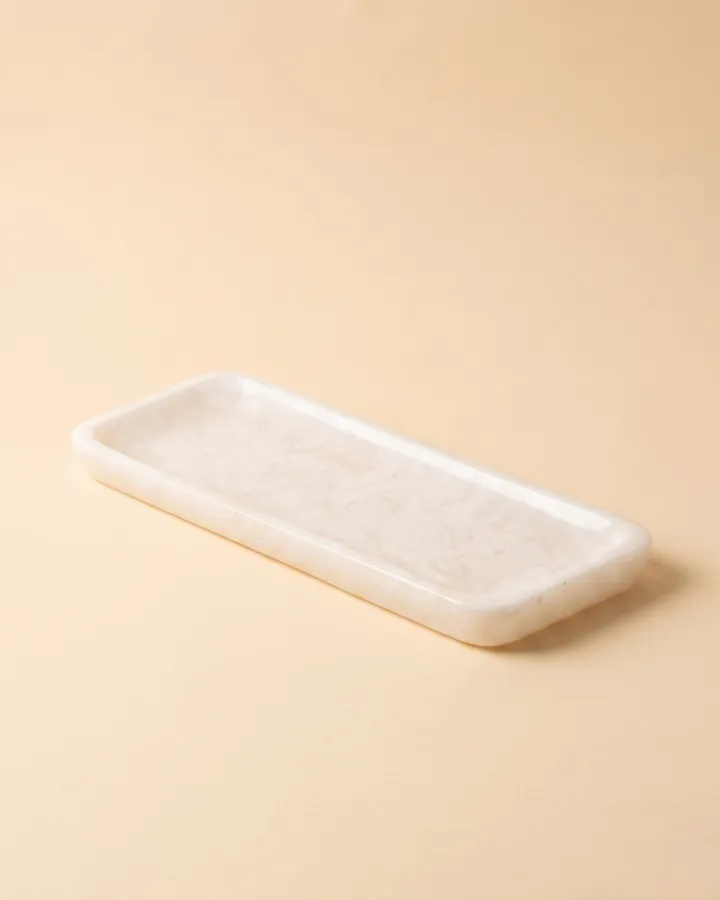 Ivory Marble Rectangular Resin Vanity Tray