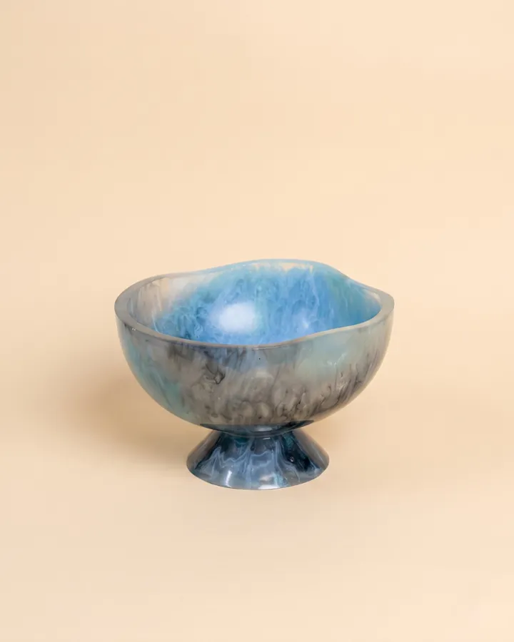 Oceanic Dual-Tone Pedestal Resin Footed Bowl