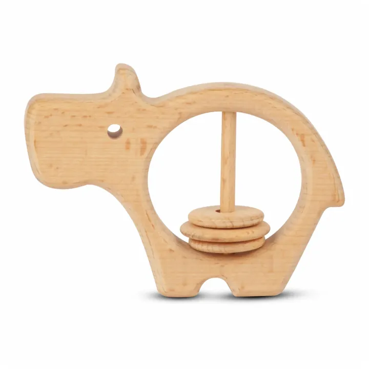 Wooden Baby Rattle – Hippo