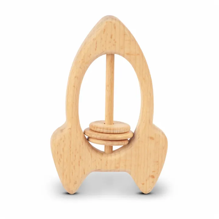 Wooden Baby Rattle – Rocket