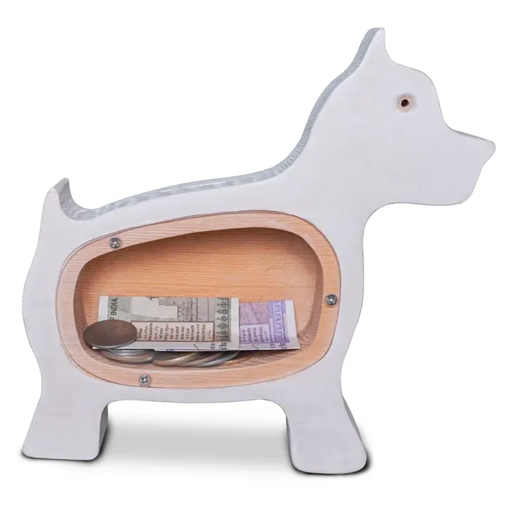 Wooden Puppy Money Bank