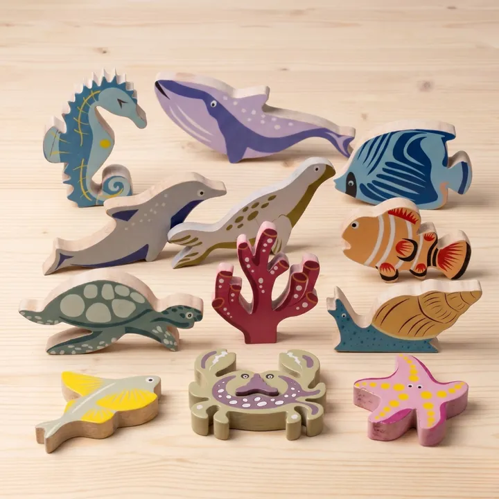 Wooden Sea Animals Set (12Pcs.)