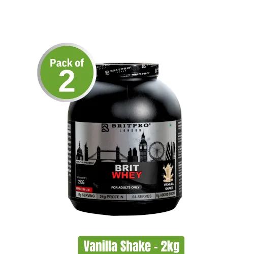 BritPro London BRIT Whey Protein | Flavor : Vanilla shake (2kg +2kg)