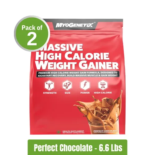 Myogentix Massive High Calorie Weight Gainer | Pack of 2 (6.6 Lbs+6.6 Lbs)