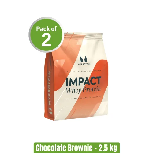 Myprotein Impact Whey Protein, Pack of 2 (2.5kg +2.5kg), Chocolate Brownie