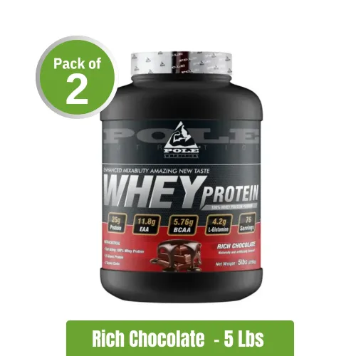 Pole Nutrition 100% Whey Protein Powder | Pack of 2 (5Lbs+5Lbs)