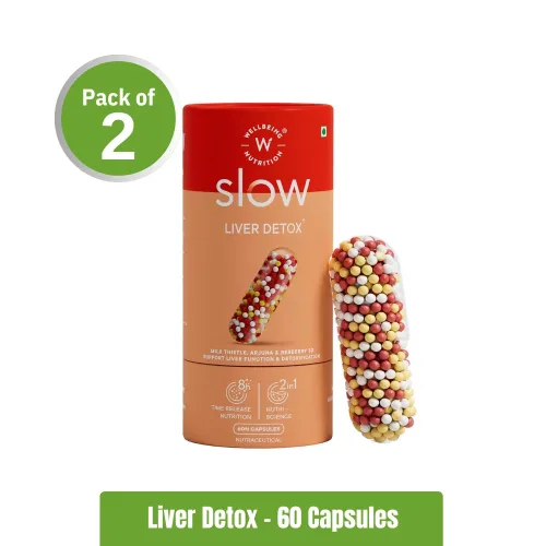 Wellbeing Nutrition Slow Liver Detox | Pack of 2 (60+60 Capsules)