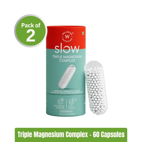 Wellbeing Nutrition Slow Triple Magnesium Complex | Pack of 2 (60+60 Capsules)