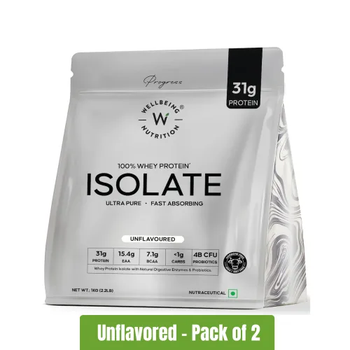 Wellbeing Nutrition Whey Protein Isolate | Pack of 2 (1Kg+1Kg)