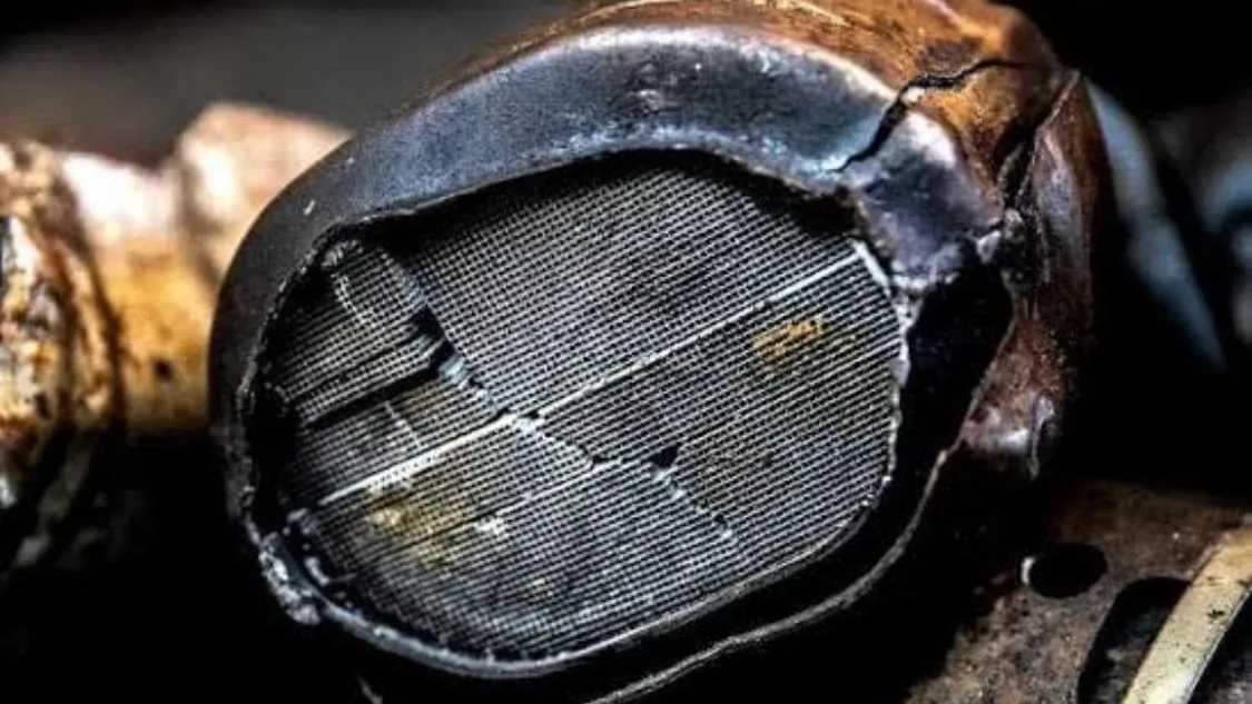 Cutaway of a catalytic converter