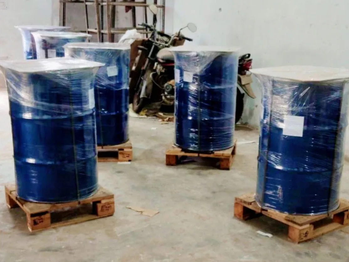 Recovered material drummed for despatch to the refinery